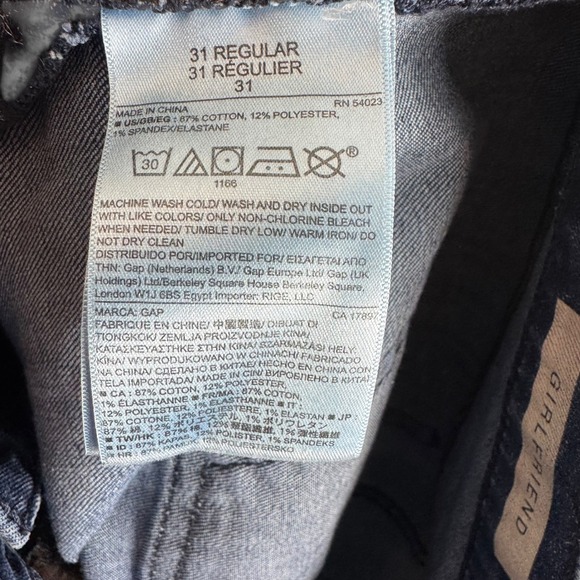 Gap 1969 Girlfriend Jeans Dark Wash Relaxed Tapered Denim Womens Size 31 Regular - Picture 6 of 6